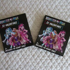 2 New Pkgs (32 cards in each pkg)– MONSTER HIGH Valentine Cards w/ seals